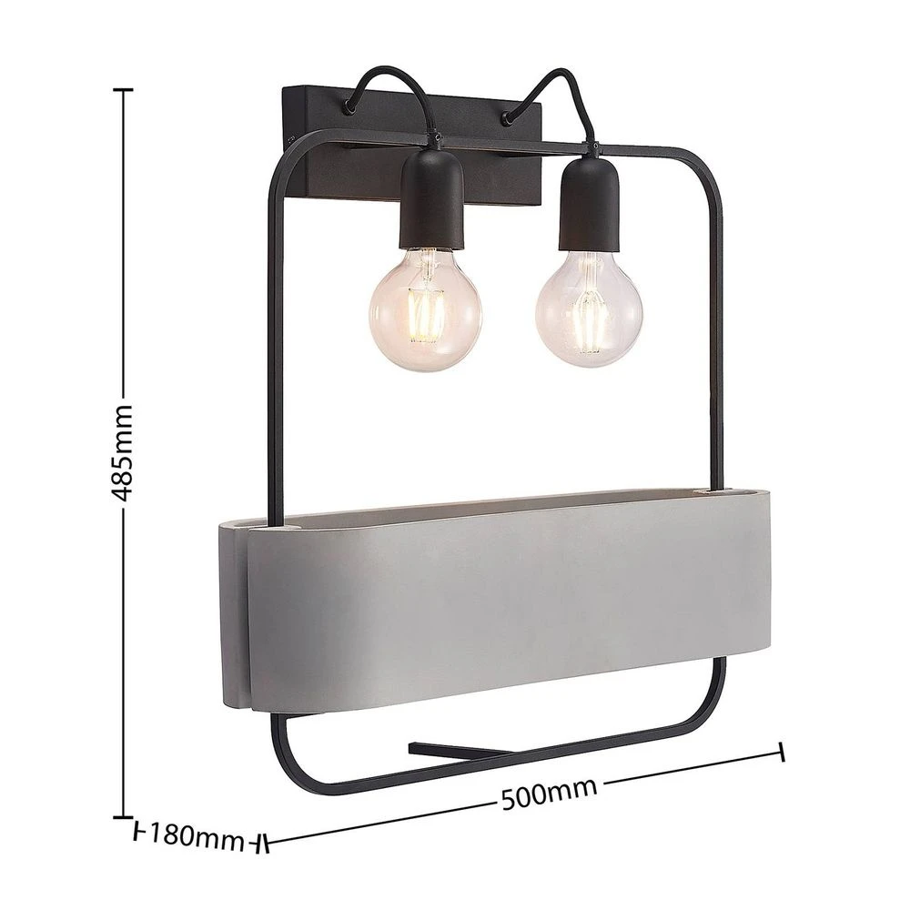 Teona Wandlamp Black/Grey - Lucande - Koop Online - Afbeelding 3