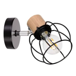 Fence Wandlamp Black/Chrome/Wood - Envostar - Koop Online