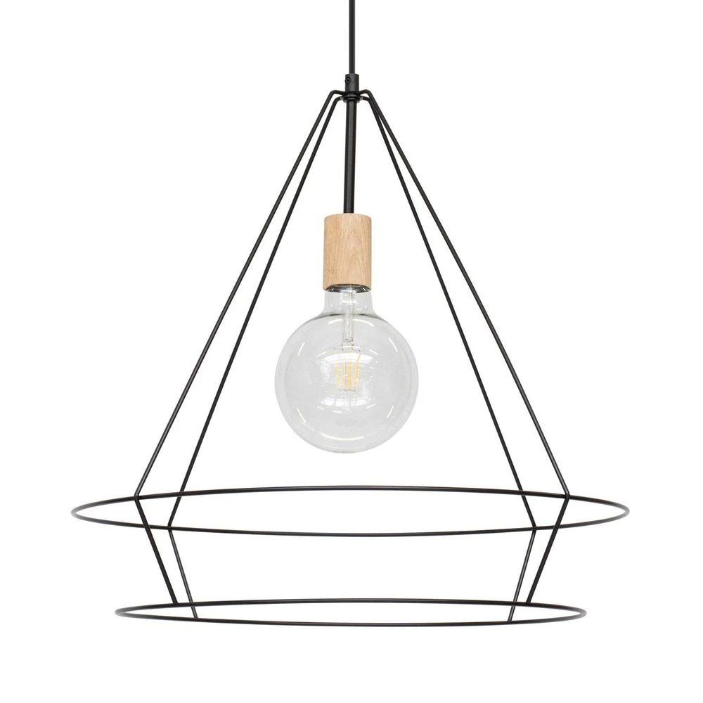Open Hanglamp Black/Wood - Envostar - Koop Online