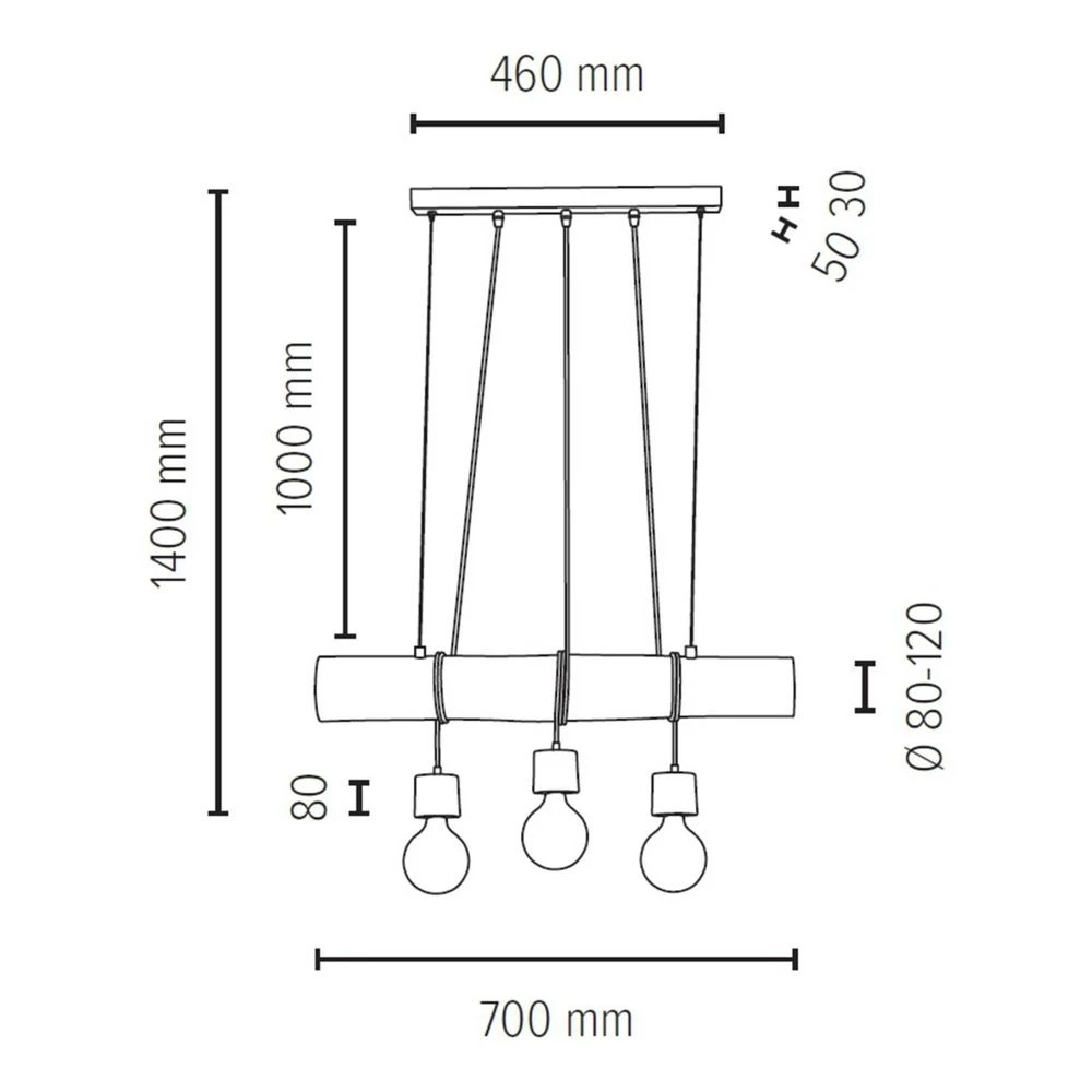 Terra 3 Hanglamp Dark Wood/Wood - Envostar - Koop Online - Afbeelding 2