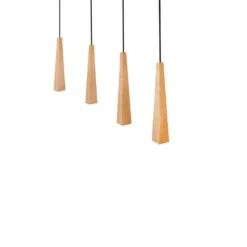 Wooden Square Cones 4 Hanglamp Wood/Black - Envostar - Koop Online