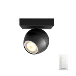 Buckram Plafondlamp Single Spot M/Switch White Amb. Black - Philips Hue - Koop Online