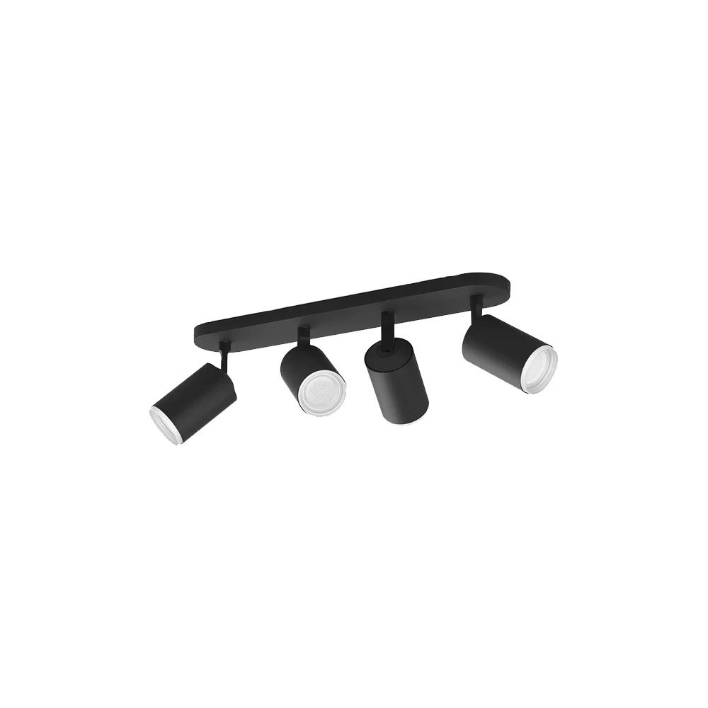 Fugato Spot Black 4 Pcs. Bluetooth White/Color Amb. - Philips Hue - Koop Online