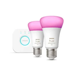 Philips Hue White/Color Amb. 9W Bluetooth 2x Lichtbron & 1x Bridge E27 - Philips - Koop Online