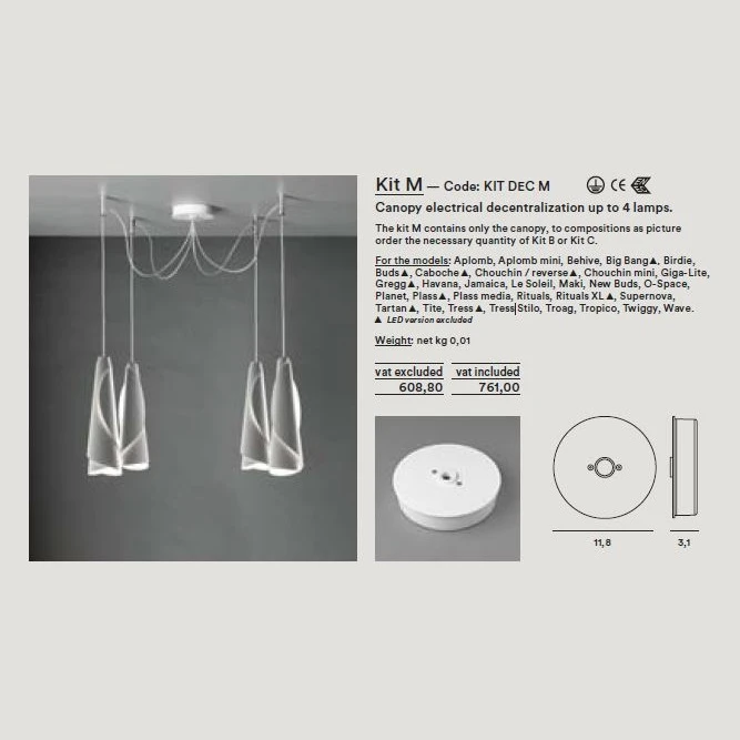 Baldakijn Voor Montering Van 1-4 Lamp Er Kit Dec M - Foscarini - Koop Online - Afbeelding 2